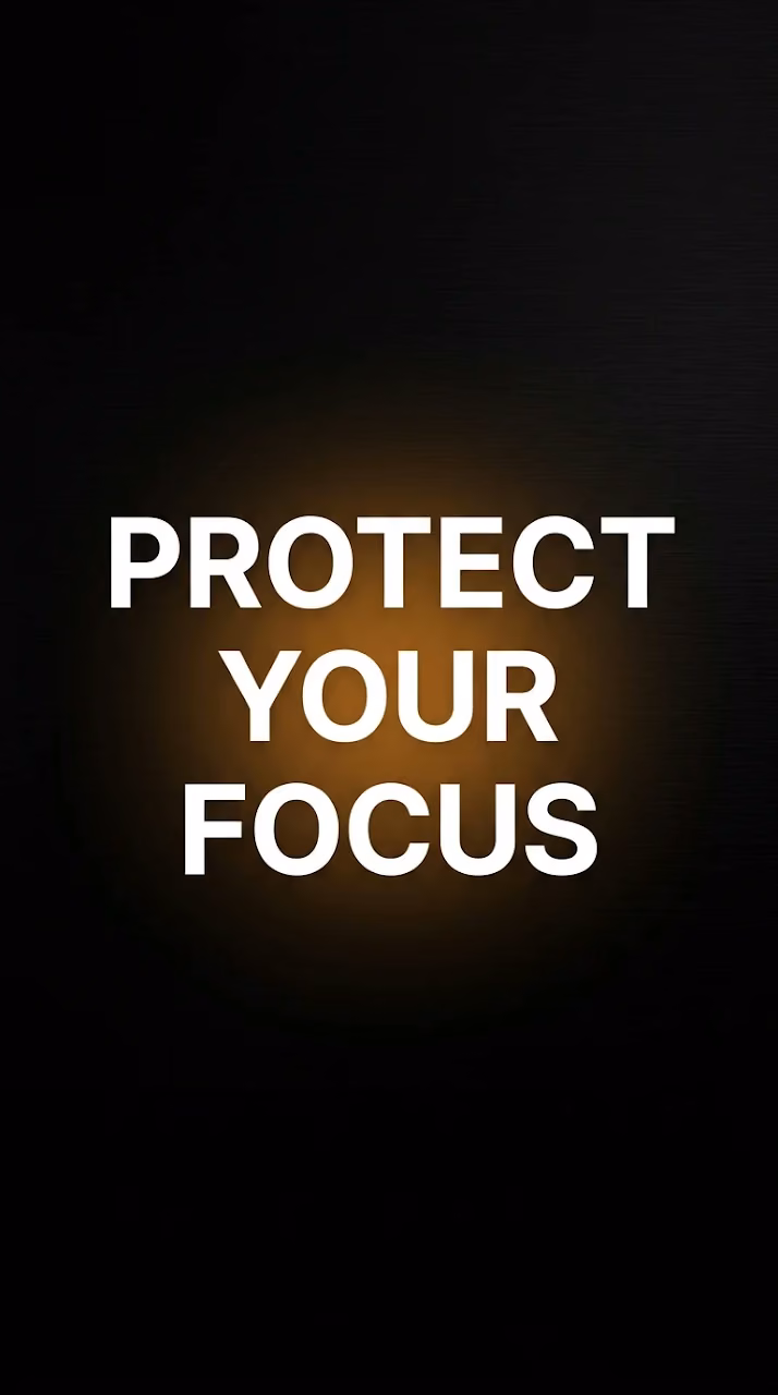 Protect Your Focus Typography with Amber Halo on Black - Free Mobile AMOLED Wallpaper Background