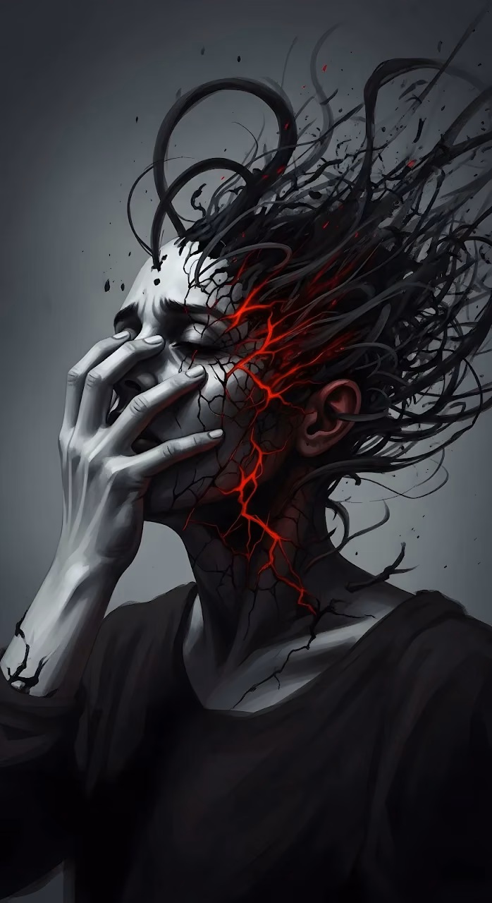 Download Psychological Breakdown with Red Lightning Cracks Wallpaper in Mobile HD Psychological Breakdown with Red Lightning Cracks - Free Mobile AMOLED Wallpaper Background