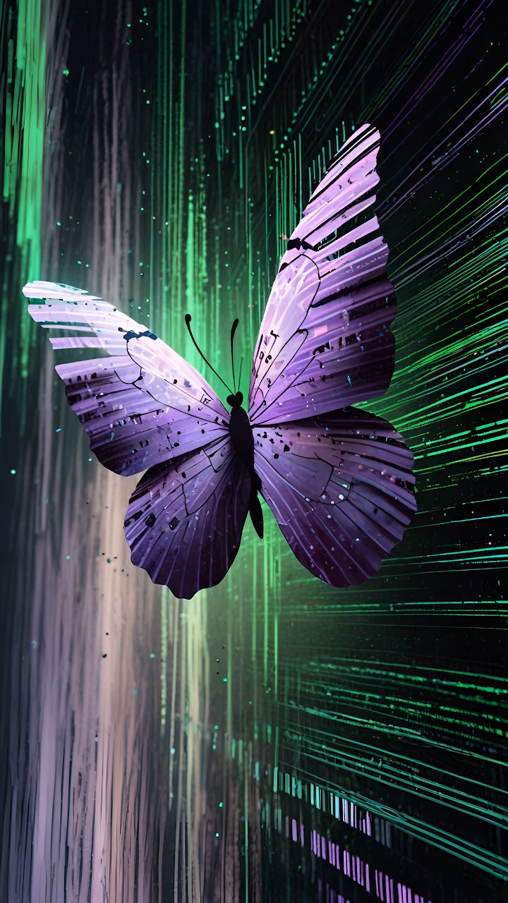 Download Purple Butterfly Against Glowing Green Digital Background Wallpaper in Mobile HD Purple Butterfly Against Glowing Green Digital Background - Free Mobile AMOLED Wallpaper Background