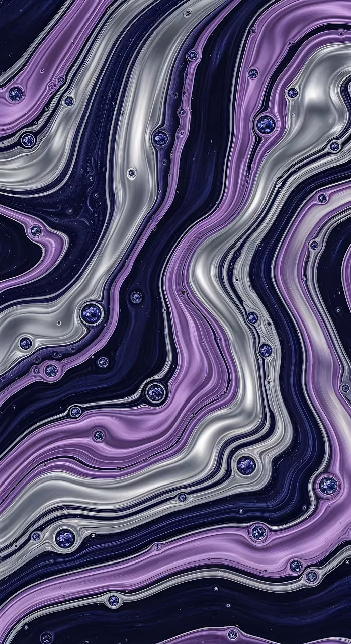 Download Purple Silver Fluid Art Swirls with Embedded Blue Gems Wallpaper in Mobile HD Purple Silver Fluid Art Swirls with Embedded Blue Gems - Free Mobile AMOLED Wallpaper Background