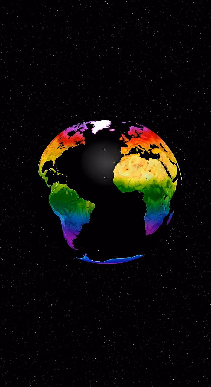 Rainbow Pride Earth Globe in Starry Outer Space - Free Mobile AMOLED Wallpaper Background