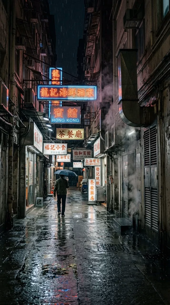 Download Rainy Hong Kong Alleyway Midnight AMOLED Wallpaper Wallpaper in Mobile HD Rainy Hong Kong Alleyway Midnight AMOLED Wallpaper - Free Mobile AMOLED Wallpaper Background