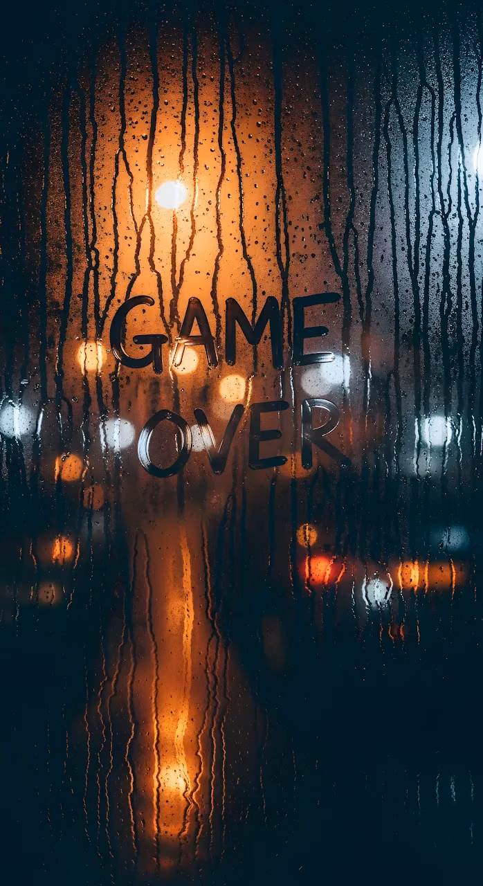 Rainy Window Game Over Text City Lights Bokeh - Free Mobile AMOLED Wallpaper Background