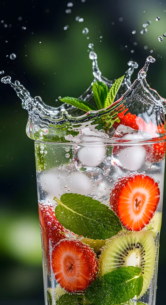 Download Refreshing Fruit Splash Drink with Strawberry and Kiwi Slices Wallpaper in Mobile HD Refreshing Fruit Splash Drink with Strawberry and Kiwi Slices - Free Mobile AMOLED Wallpaper Background