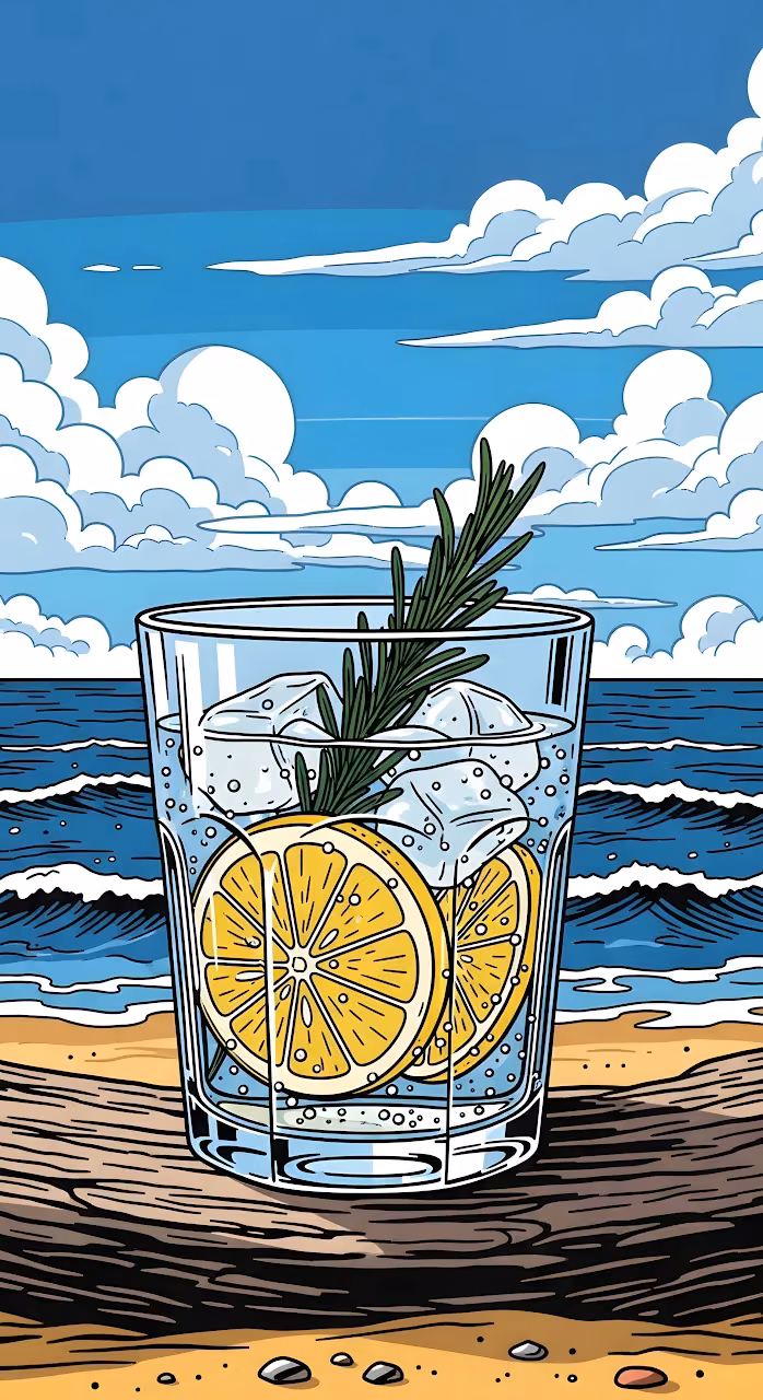 Refreshing Lemon Cocktail Beachside Vector Art - Free Mobile AMOLED Wallpaper Background