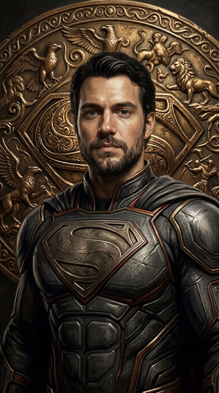 Regal Superman with Golden Relief - Free Mobile AMOLED Wallpaper Background