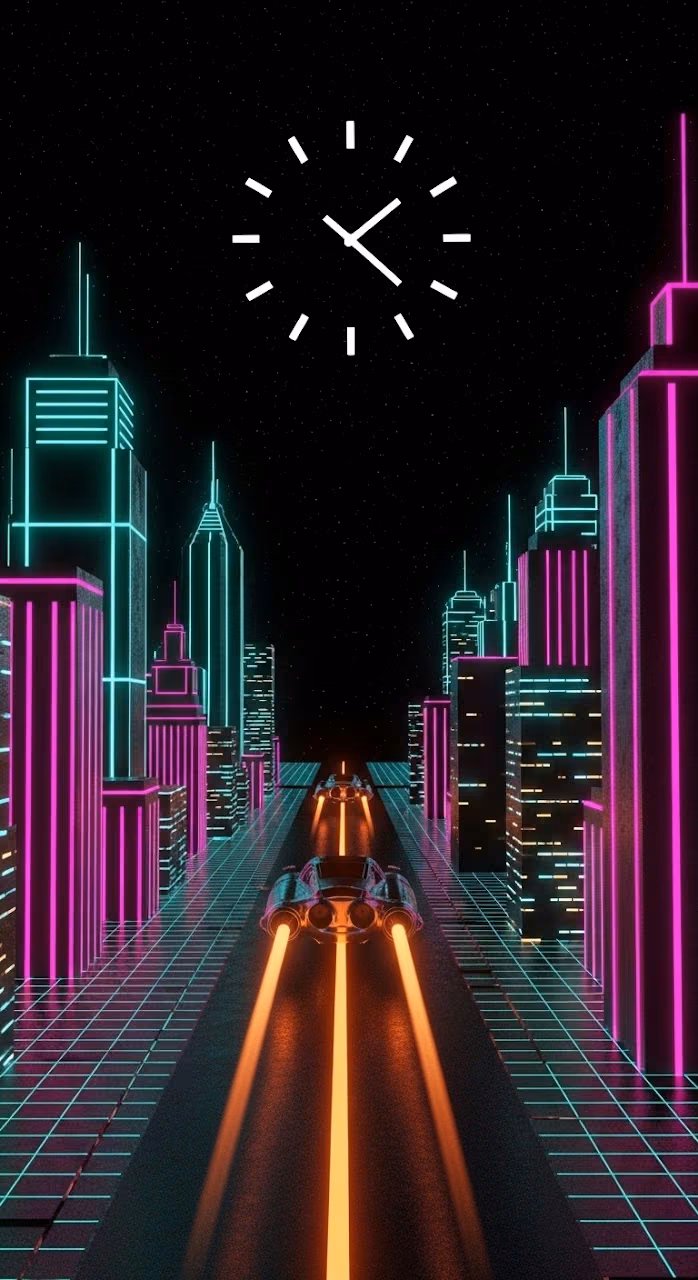 Download Retro-Futuristic 80s Neon Cityscape Wallpaper in Mobile HD Retro-Futuristic 80s Neon Cityscape - Free Mobile AMOLED Wallpaper Background