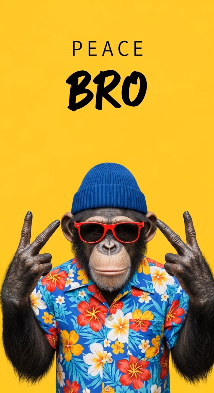Retro Monkey in Hawaiian Shirt Pop Art - Free Mobile AMOLED Wallpaper Background