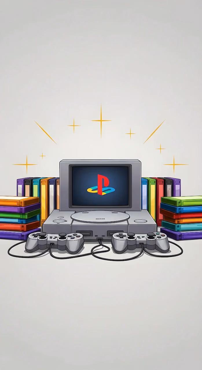 Retro PlayStation 1 Console Gaming Nostalgia Art - Free Mobile AMOLED Wallpaper Background
