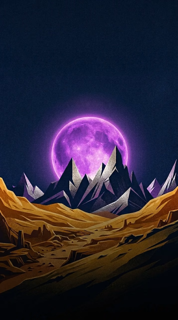 Retro Purple Sphere Mountain Landscape Mobile Wallpaper - Free Mobile AMOLED Wallpaper Background