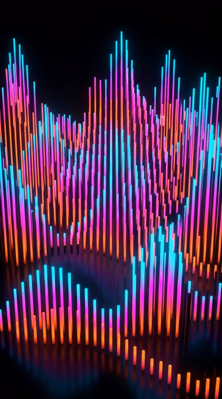Rhythmic Neon Equalizer Bars with Vibrant Color Gradients - Free Mobile AMOLED Wallpaper Background