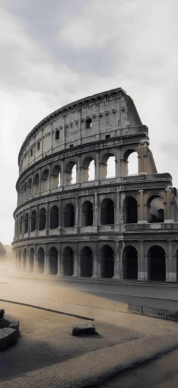 Roman Colosseum Morning Mist Sepia Toned Ancient Structure - Free Mobile AMOLED Wallpaper Background