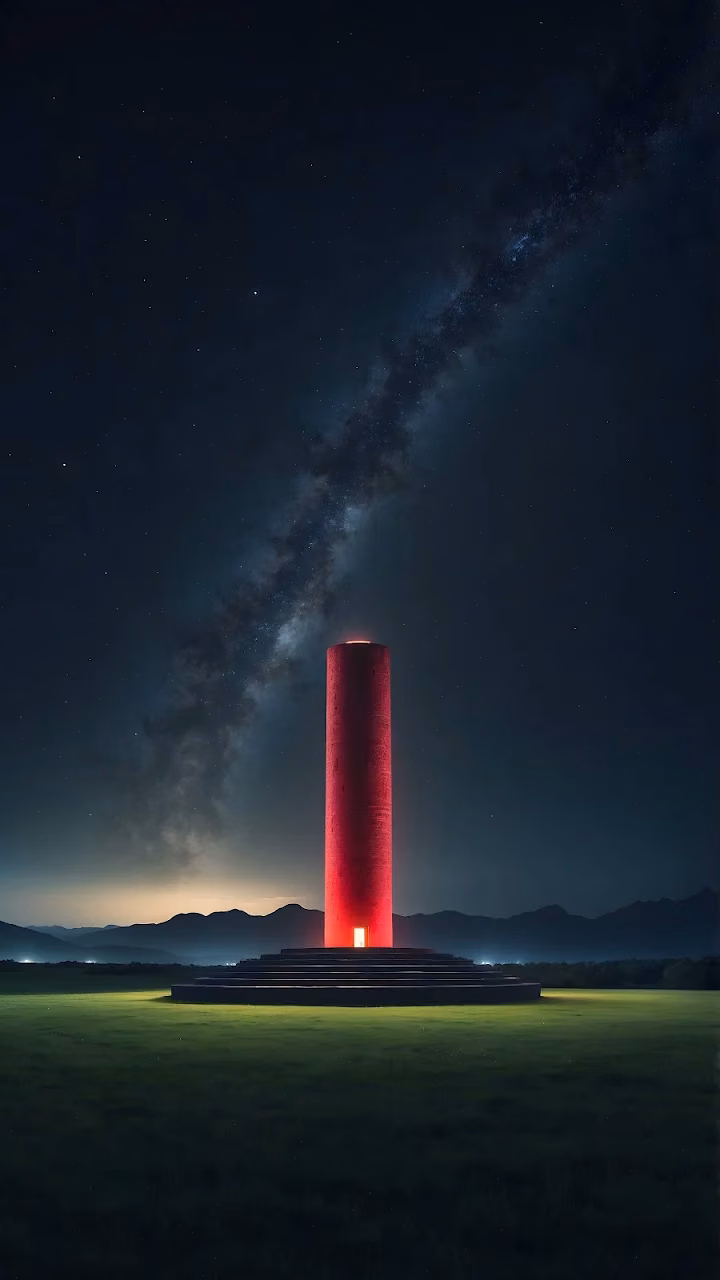 Ruins of an Ancient Tower Under the Milky Way - Free Mobile AMOLED Wallpaper Background