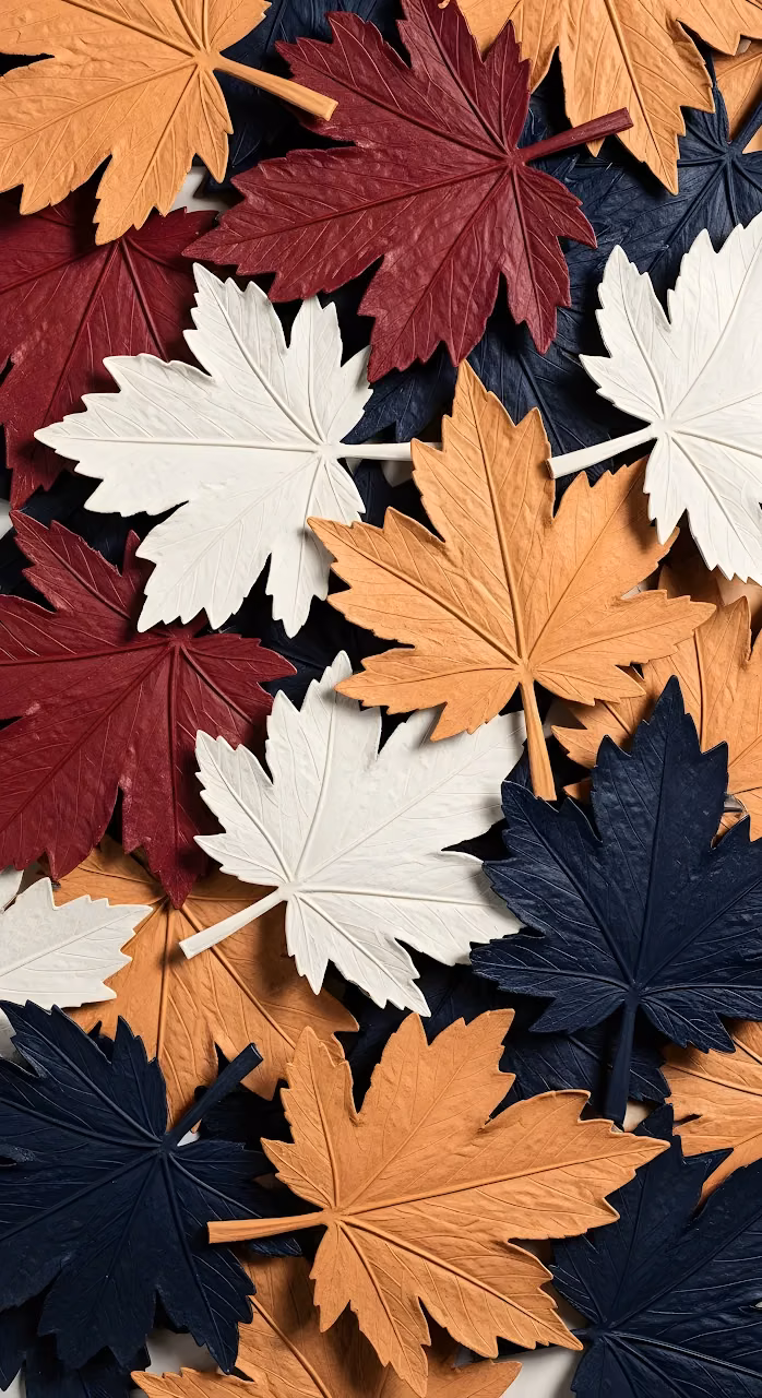 Sculpted Maple Leaves Autumn Colors Navy White Burgundy - Free Mobile AMOLED Wallpaper Background