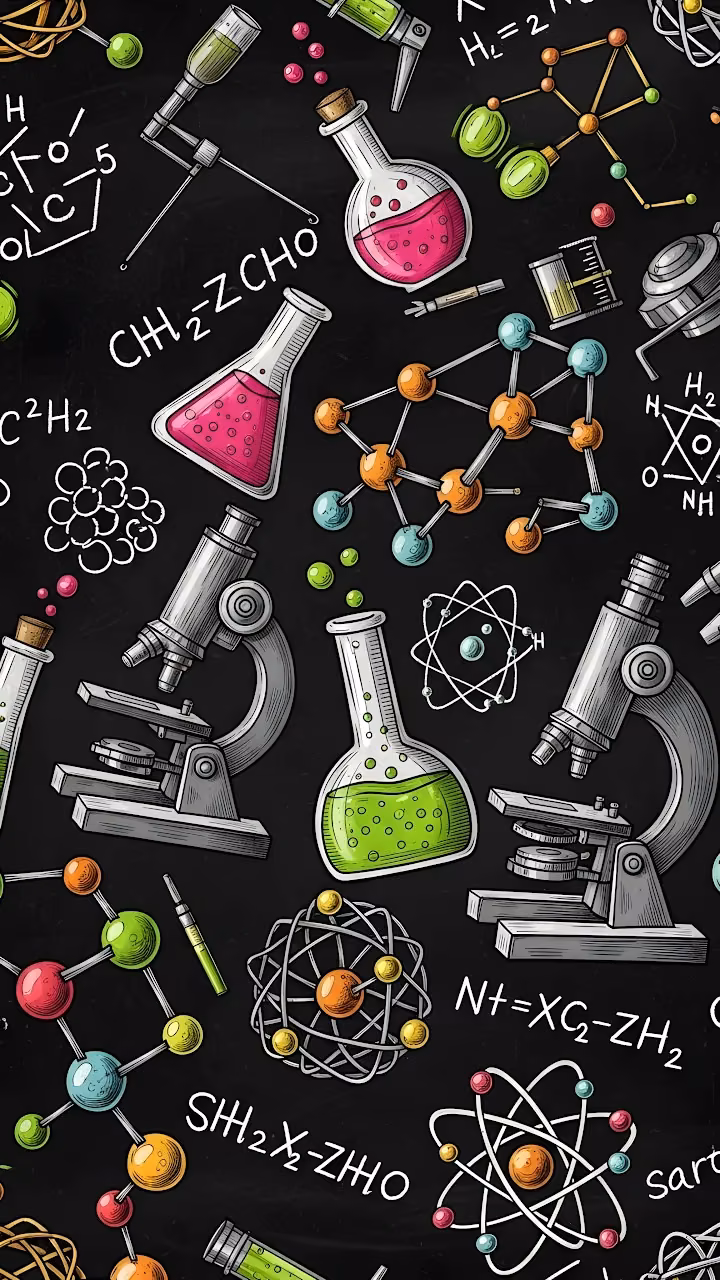 Download Seamless Science and Chemistry Illustration Pattern Wallpaper in Mobile HD Seamless Science and Chemistry Illustration Pattern - Free Mobile AMOLED Wallpaper Background