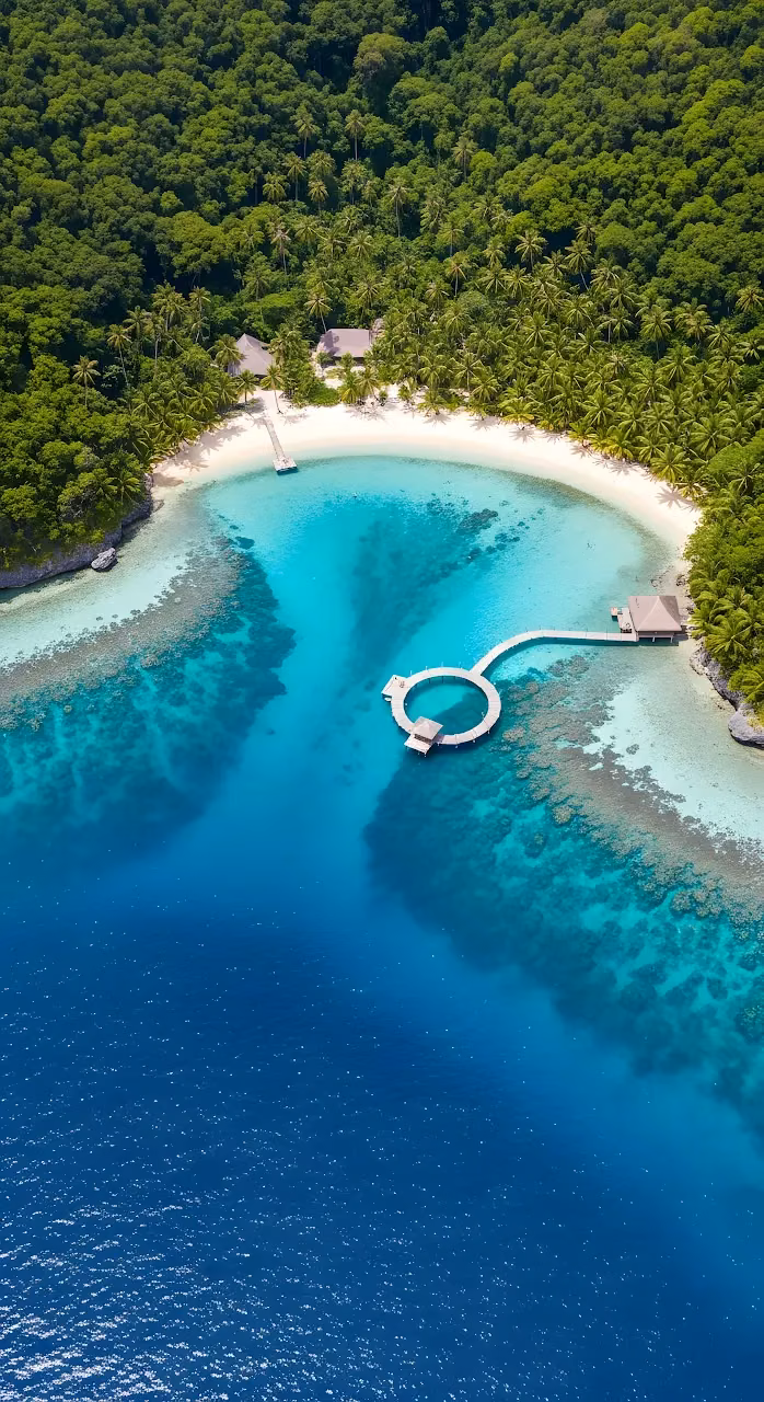 Download Secluded Tropical Bay Resort Aerial View, Turquoise Water Wallpaper in Mobile HD Secluded Tropical Bay Resort Aerial View, Turquoise Water - Free Mobile AMOLED Wallpaper Background