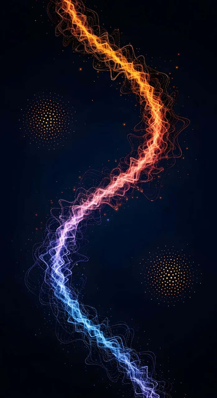 Serpentine Particle Flow Abstract Neon Energy Wave - Free Mobile AMOLED Wallpaper Background