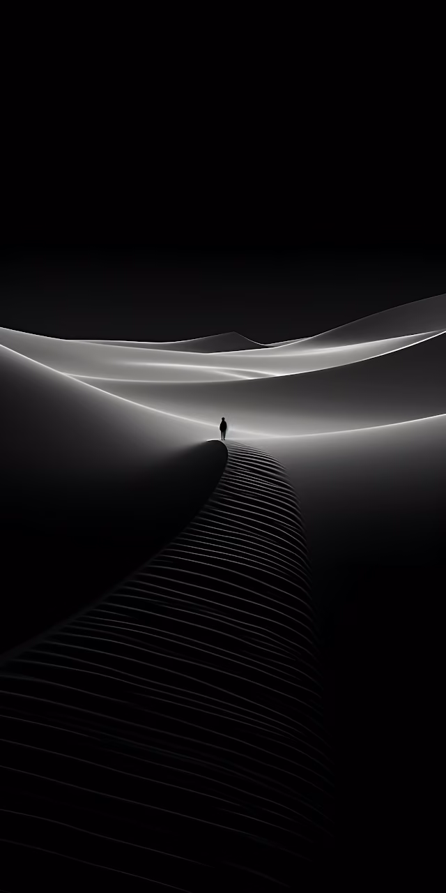 Download Silhouette on Abstract Wave in Monochrome Landscape Wallpaper in Mobile HD Silhouette on Abstract Wave in Monochrome Landscape - Free Mobile AMOLED Wallpaper Background