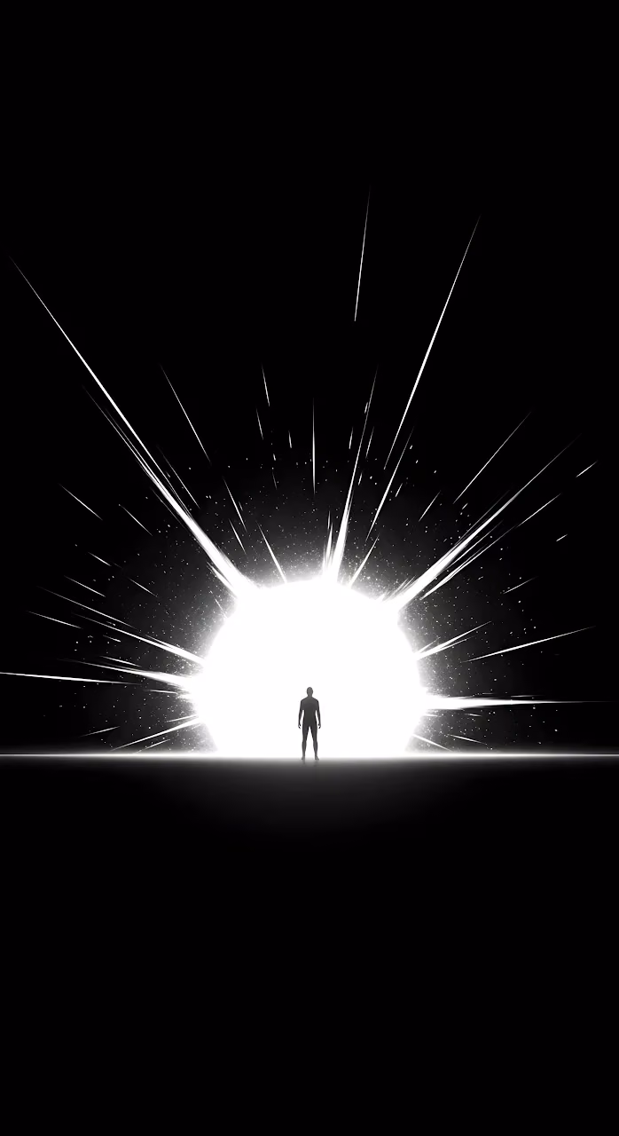 Download Silhouette Facing Massive White Light Explosion in Void Wallpaper in Mobile HD Silhouette Facing Massive White Light Explosion in Void - Free Mobile AMOLED Wallpaper Background