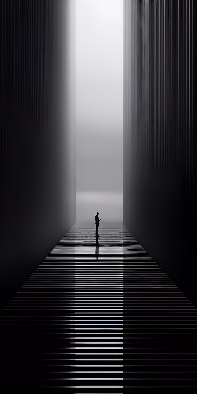 Download Silhouette Standing in Minimalist Light Beam Corridor Wallpaper in Mobile HD Silhouette Standing in Minimalist Light Beam Corridor - Free Mobile AMOLED Wallpaper Background