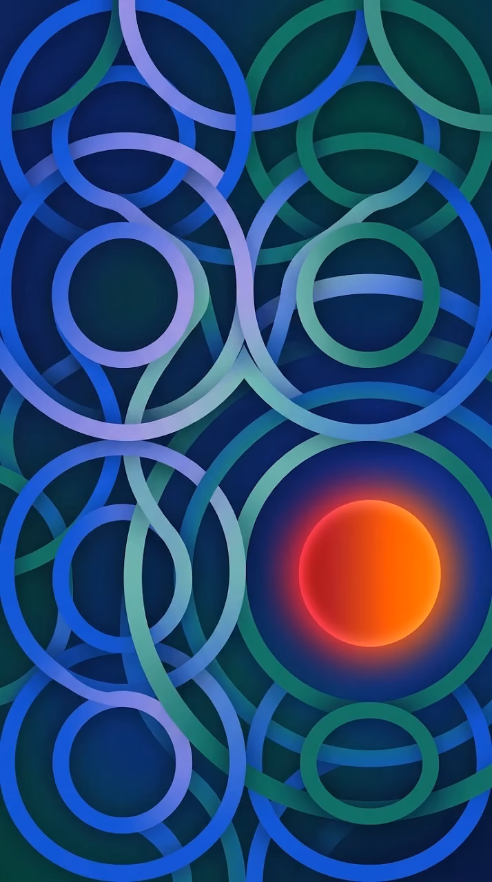 Sleek Contemporary Abstract Geometry with Overlapping Circular Gradients - Free Mobile AMOLED Wallpaper Background