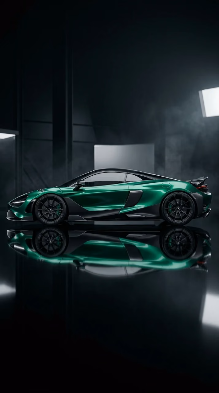 Download Sleek Green and Black High-Performance Supercar Side Profile Wallpaper in Mobile HD Sleek Green and Black High-Performance Supercar Side Profile - Free Mobile AMOLED Wallpaper Background