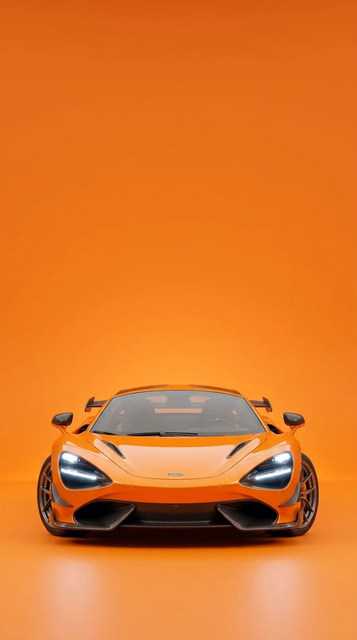 Sleek Metallic Orange Supercar in Minimalist Orange Studio - Free Mobile AMOLED Wallpaper Background
