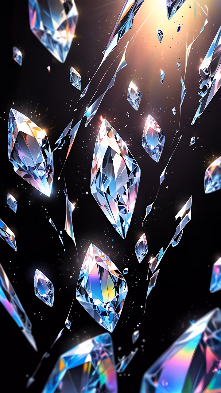 Download Sparkling Prismatic Diamonds Floating Against Dark Space Wallpaper in Mobile HD Sparkling Prismatic Diamonds Floating Against Dark Space - Free Mobile AMOLED Wallpaper Background