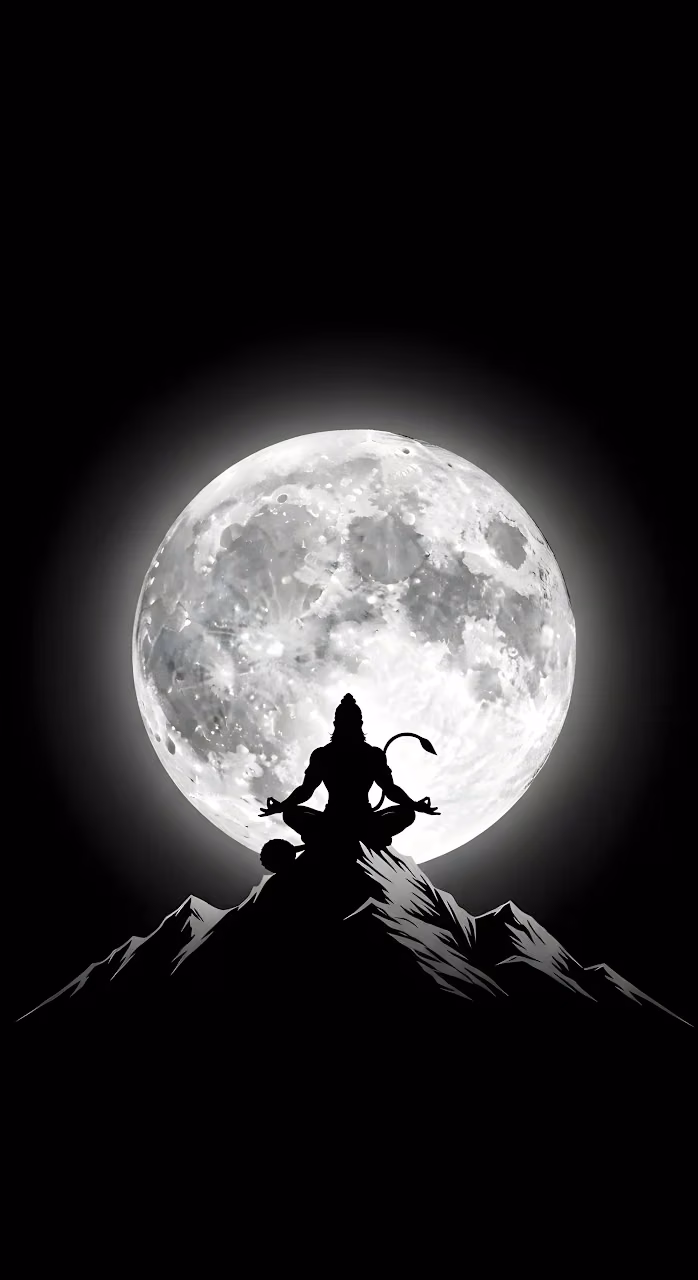 Download Spiritual Silhouette Meditation Under Giant Full Moon Peak Wallpaper in Mobile HD Spiritual Silhouette Meditation Under Giant Full Moon Peak - Free Mobile AMOLED Wallpaper Background