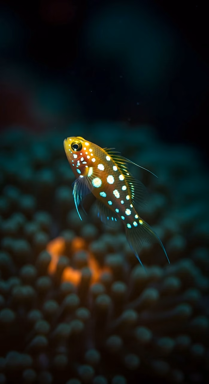 Download Spotted Tropical Goby Fish Swimming Over Coral Reef Wallpaper in Mobile HD Spotted Tropical Goby Fish Swimming Over Coral Reef - Free Mobile AMOLED Wallpaper Background