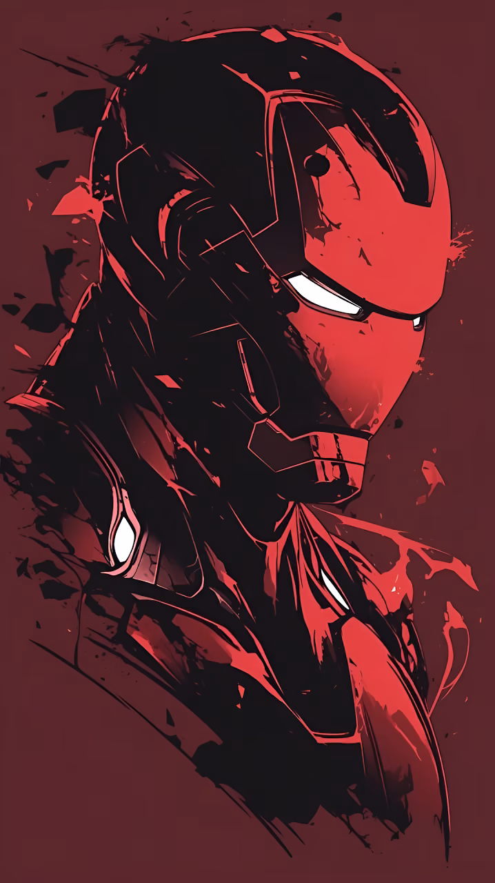 Stark Armor Profile - Red and Black Grunge Comic Art - Free Mobile AMOLED Wallpaper Background