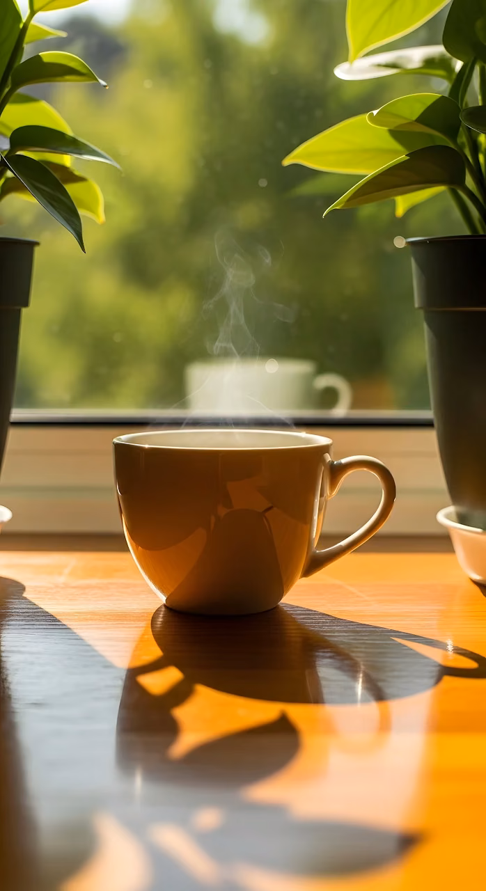 Download Steaming Coffee Mug Sunlight Potted Plants Window Wallpaper in Mobile HD Steaming Coffee Mug Sunlight Potted Plants Window - Free Mobile AMOLED Wallpaper Background
