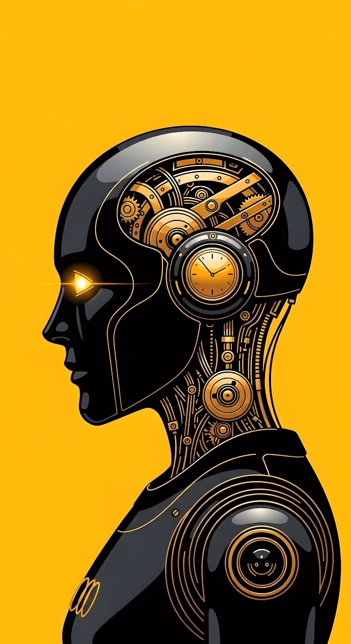 Download Steampunk Android Profile Gold Clockwork Gears Yellow Contrast Wallpaper in Mobile HD Steampunk Android Profile Gold Clockwork Gears Yellow Contrast - Free Mobile AMOLED Wallpaper Background