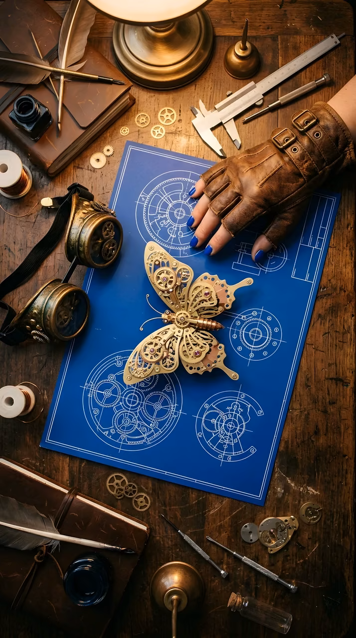 Download Steampunk Butterfly Blueprint and Components Wallpaper in Mobile HD Steampunk Butterfly Blueprint and Components - Free Mobile AMOLED Wallpaper Background