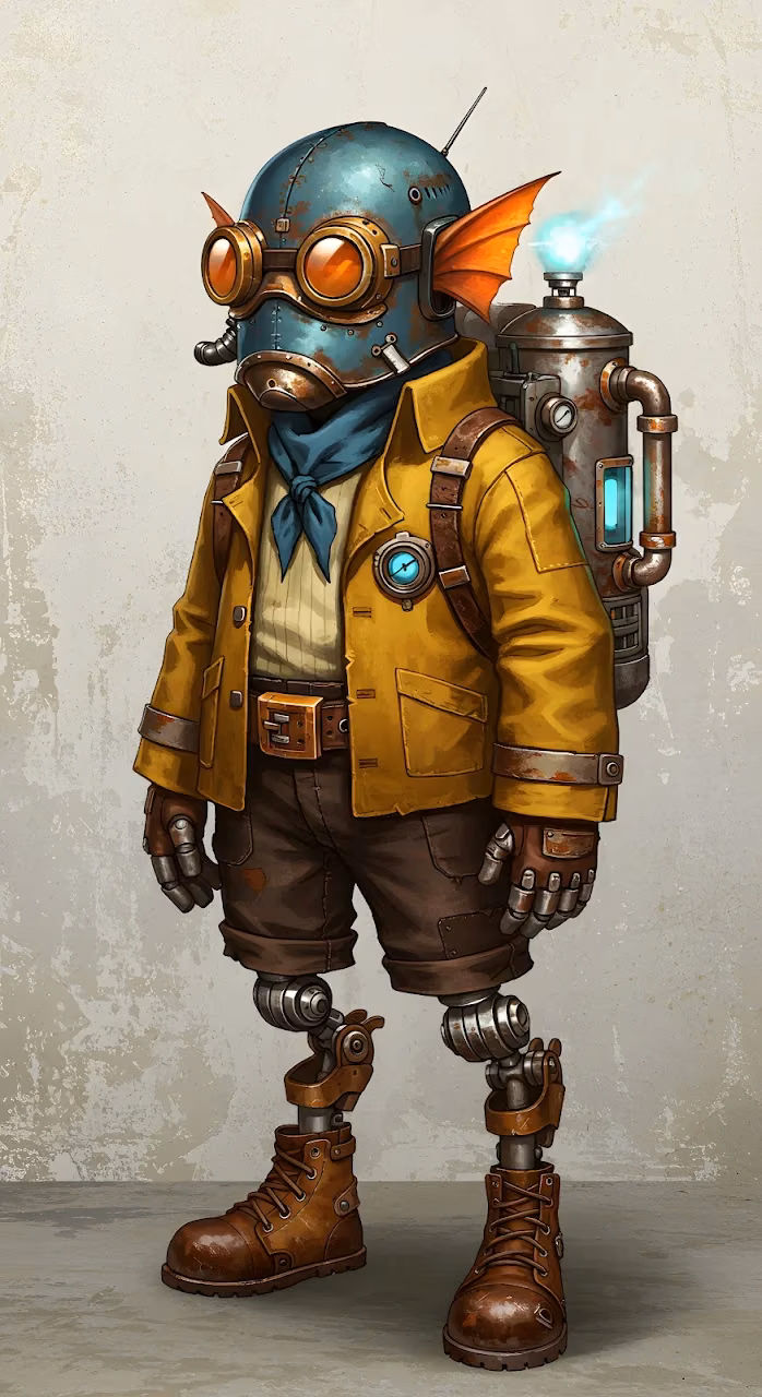 Download Steampunk Frog Explorer with Mechanical Legs and Goggles Wallpaper in Mobile HD Steampunk Frog Explorer with Mechanical Legs and Goggles - Free Mobile AMOLED Wallpaper Background