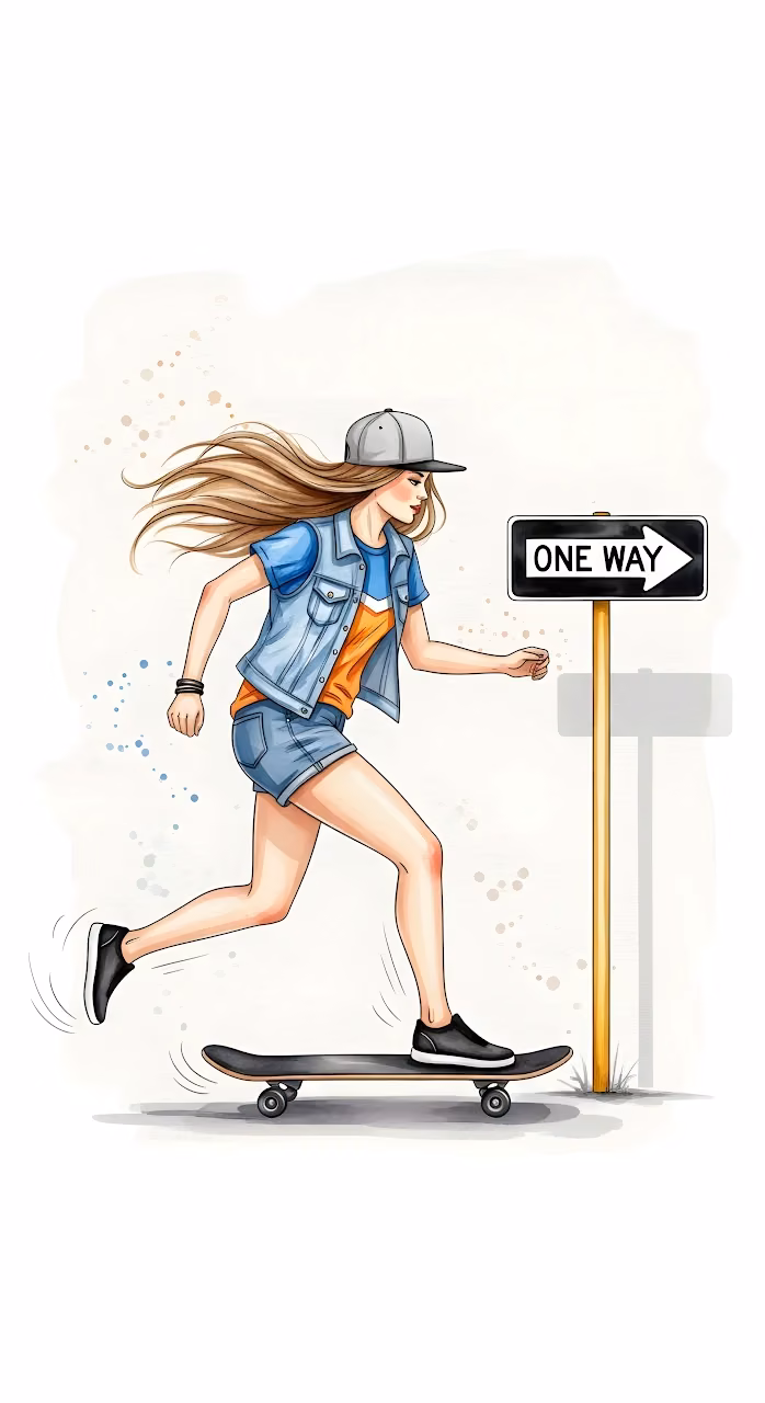 Download Stylish Skateboarder Girl Watercolor Fashion Illustration Wallpaper in Mobile HD Stylish Skateboarder Girl Watercolor Fashion Illustration - Free Mobile AMOLED Wallpaper Background