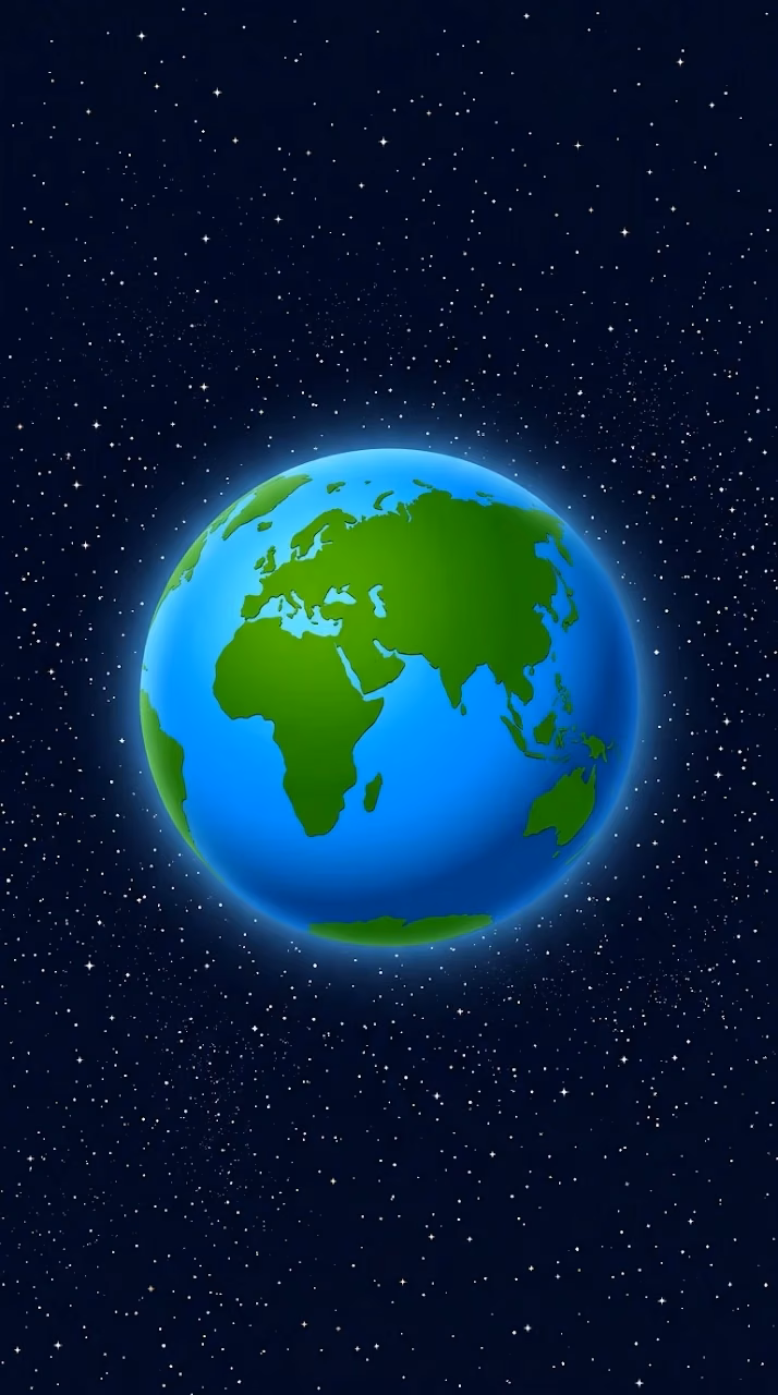 Stylized Vector Illustration of Planet Earth in Starry Space - Free Mobile AMOLED Wallpaper Background