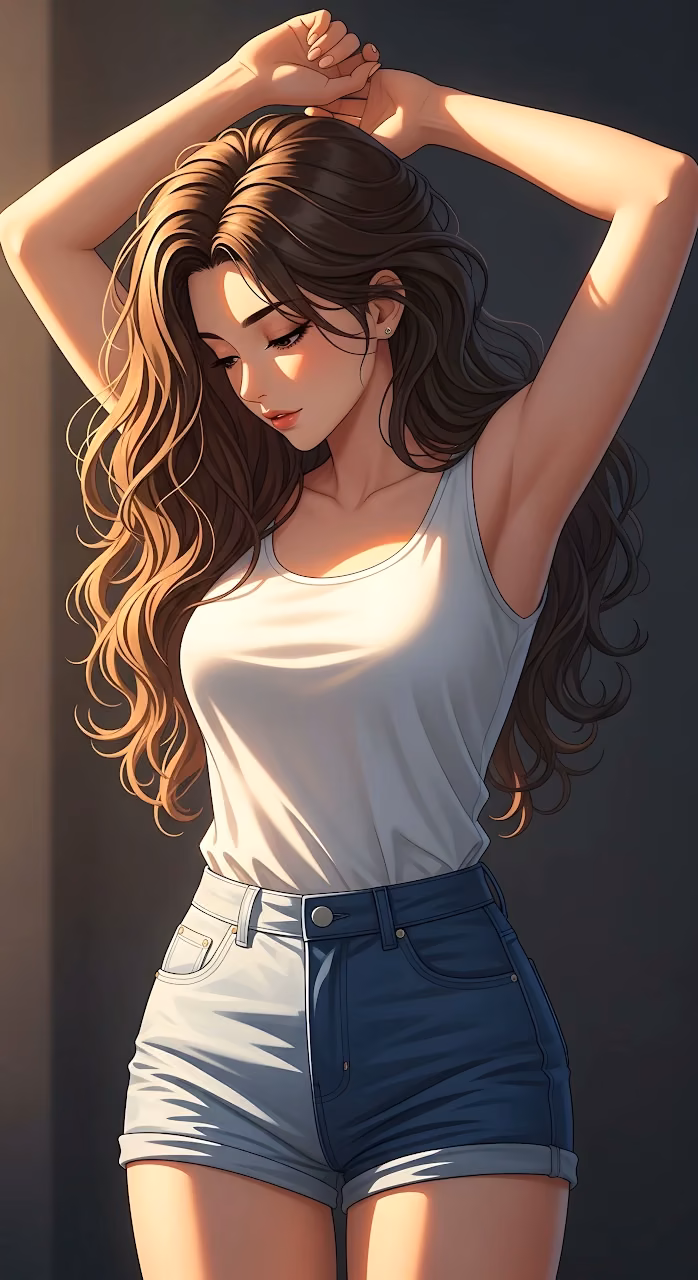 Stylized Woman Summer Fashion Warm Sunlight Portrait - Free Mobile AMOLED Wallpaper Background