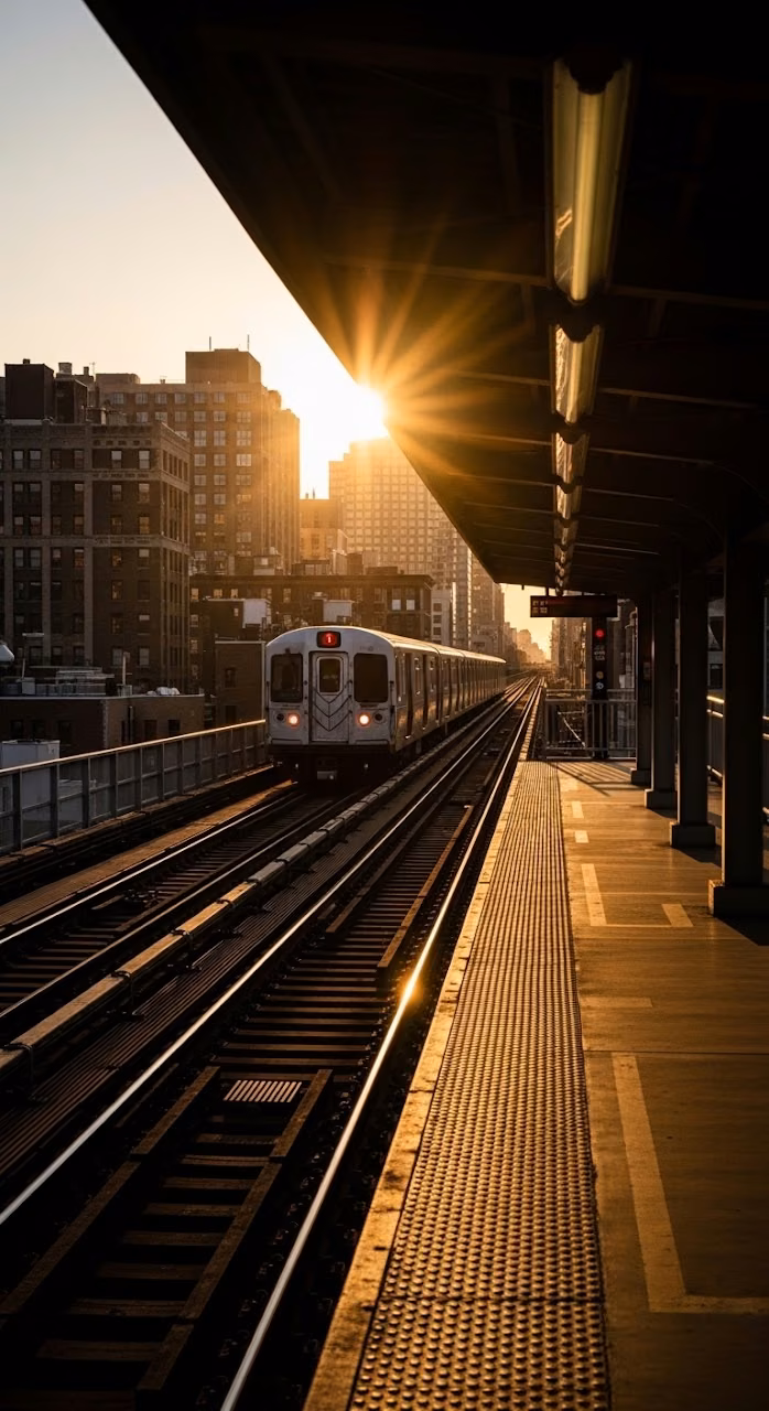 Subway Train Arriving at an Urban Elevated Platform - Free Mobile AMOLED Wallpaper Background