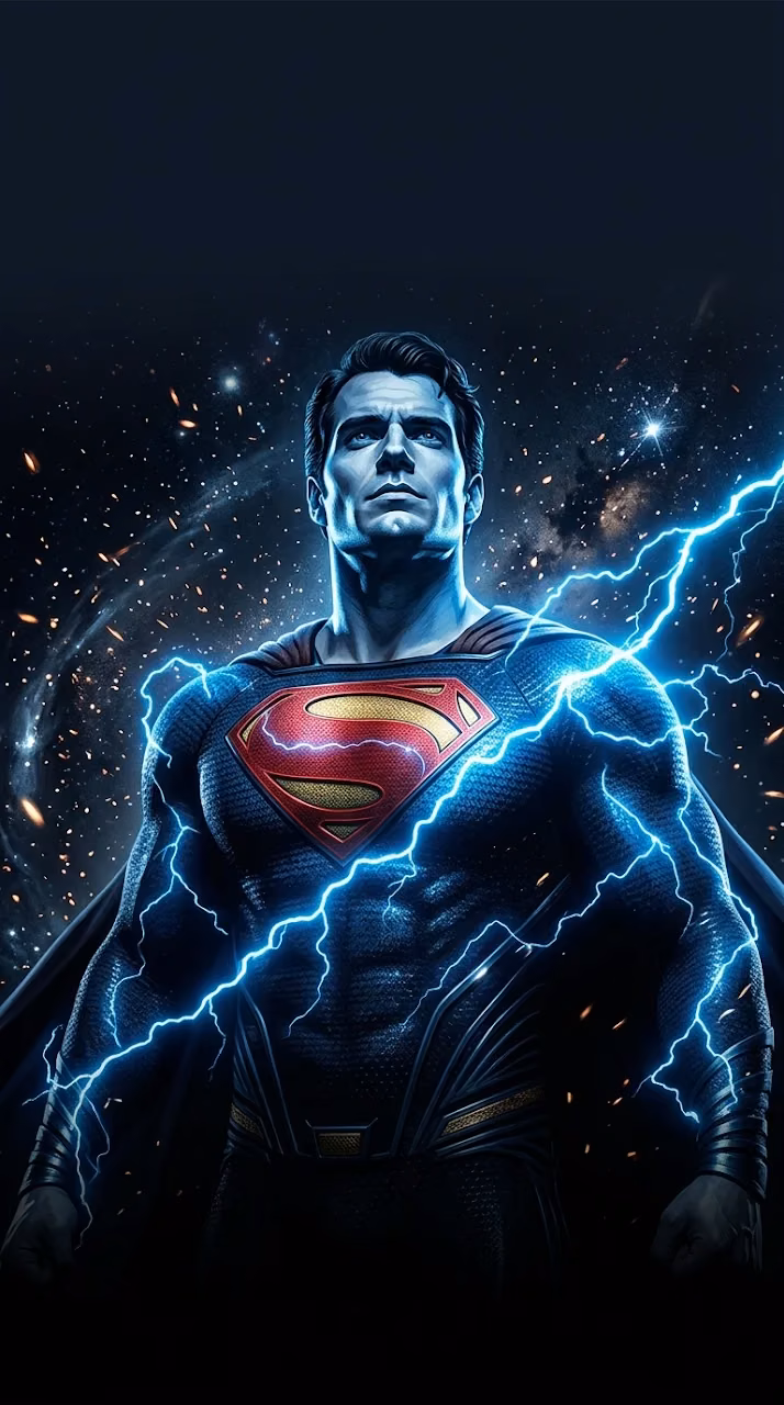 Superman Electric Energy Cinematic Wallpaper - Free Mobile AMOLED Wallpaper Background