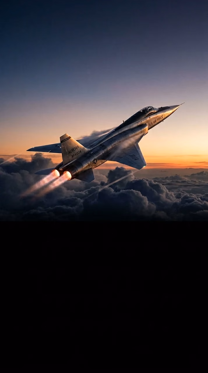 Download Supersonic Jet Above Storm Clouds at Sunrise Wallpaper Wallpaper in Mobile HD Supersonic Jet Above Storm Clouds at Sunrise Wallpaper - Free Mobile AMOLED Wallpaper Background