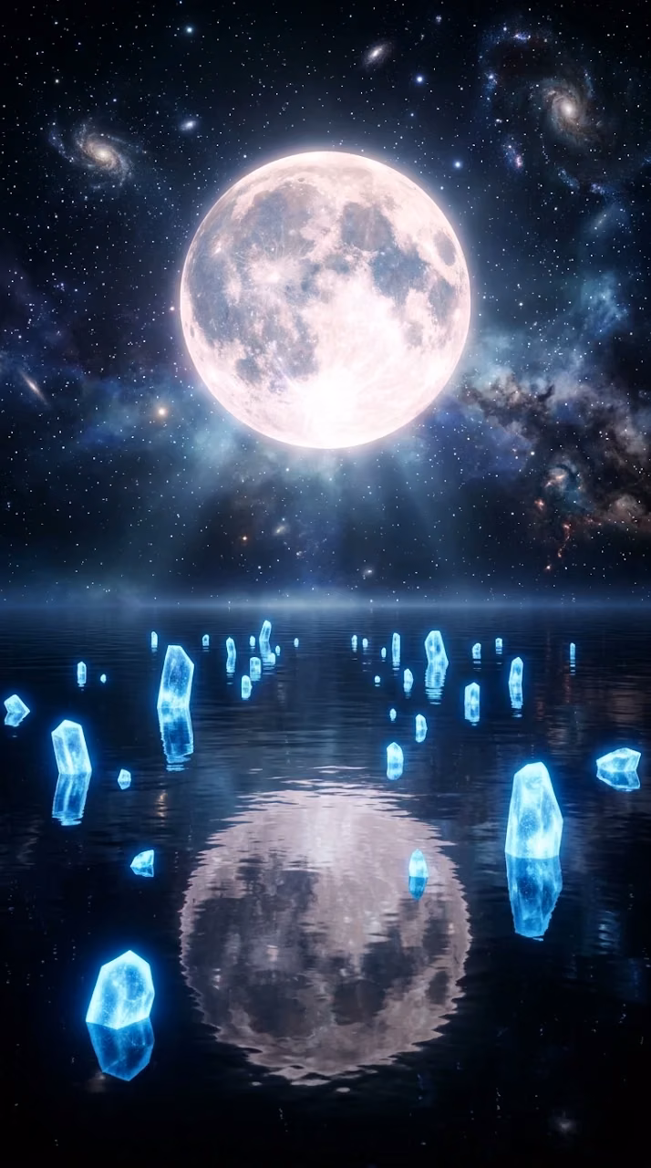 Surreal Celestial Moon and Ocean AMOLED Wallpaper - Free Mobile AMOLED Wallpaper Background