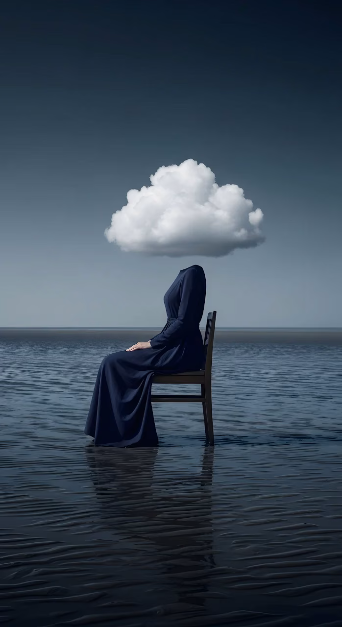 Surreal Conceptual Art Cloud Head Seascape - Free Mobile AMOLED Wallpaper Background