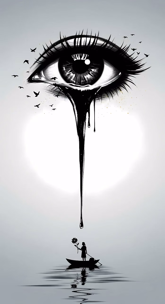 Download Surreal Ink Eye Crying onto a Girl in a Boat Wallpaper in Mobile HD Surreal Ink Eye Crying onto a Girl in a Boat - Free Mobile AMOLED Wallpaper Background