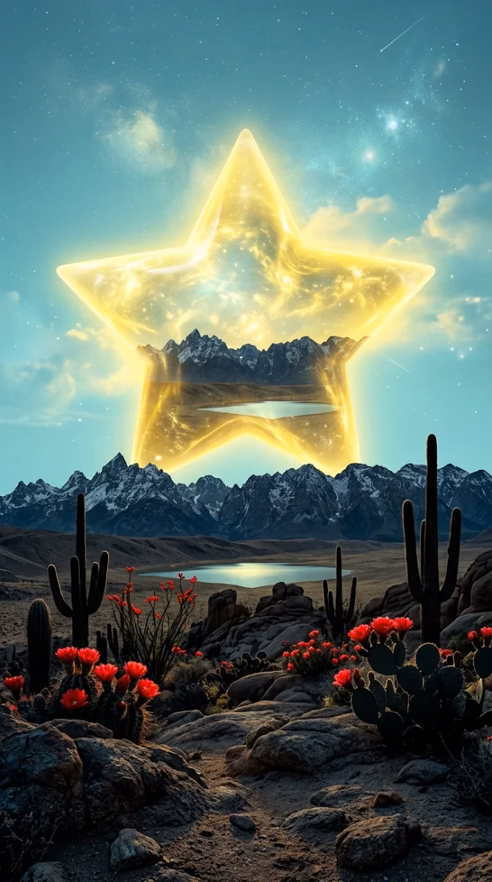 Download Surreal Landscape with Translucent Yellow Star and Teal Sky Wallpaper in Mobile HD Surreal Landscape with Translucent Yellow Star and Teal Sky - Free Mobile AMOLED Wallpaper Background
