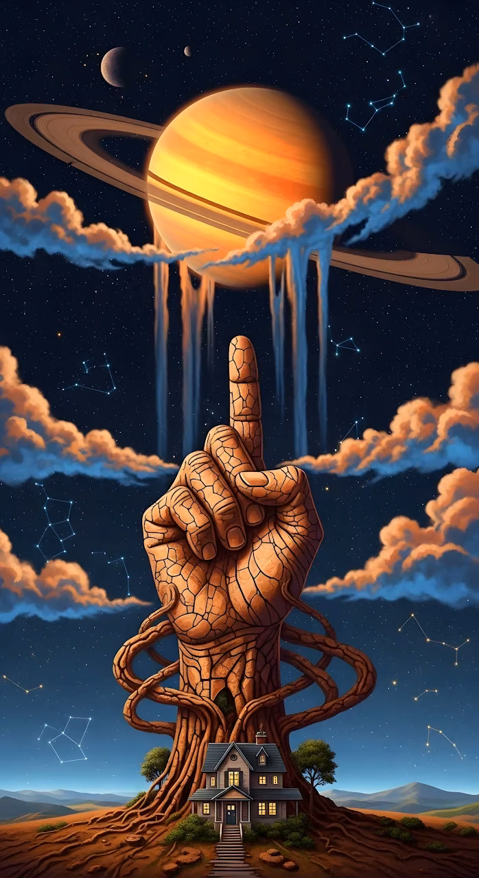Download Surreal Planet Saturn Pouring from Sky onto Hand Wallpaper in Mobile HD Surreal Planet Saturn Pouring from Sky onto Hand - Free Mobile AMOLED Wallpaper Background
