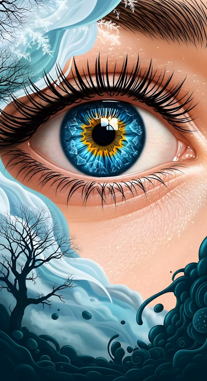 Download Surreal Winter Eye with Fractured Crystalline Blue Iris Wallpaper in Mobile HD Surreal Winter Eye with Fractured Crystalline Blue Iris - Free Mobile AMOLED Wallpaper Background