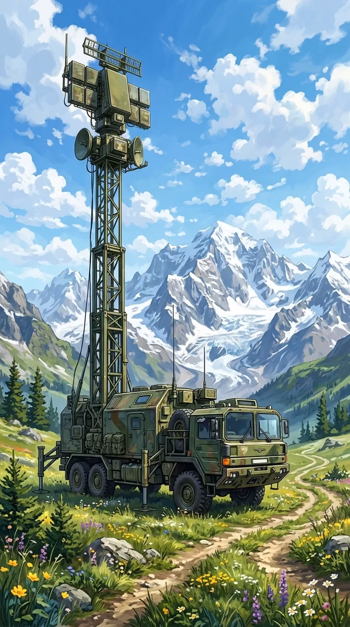 Download Tactical Mobile Radar Unit in Mountainous Landscape Wallpaper in Mobile HD Tactical Mobile Radar Unit in Mountainous Landscape - Free Mobile AMOLED Wallpaper Background