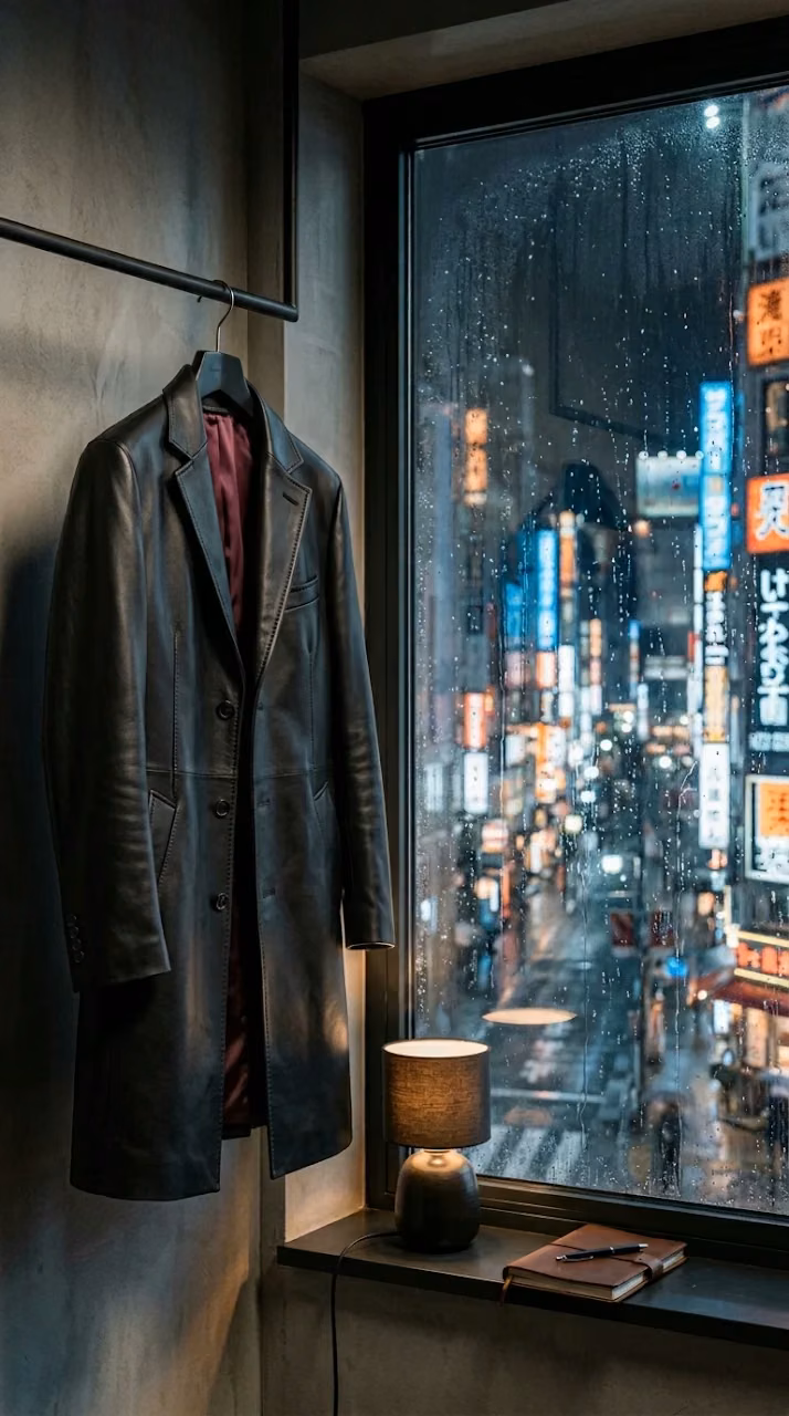 Tailored Coat by Rainy Window Neon City View Wallpaper - Free Mobile AMOLED Wallpaper Background