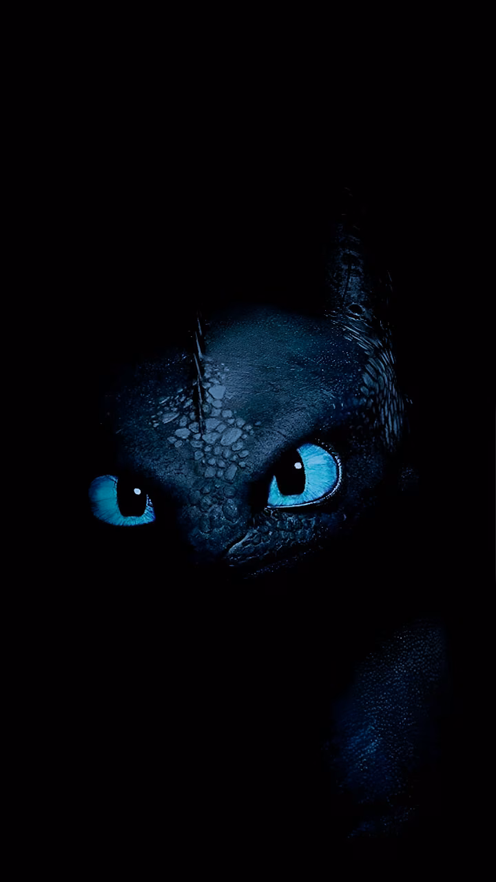 Download Toothless Dragon Bright Blue Eyes Dark Minimalist Portrait Wallpaper in Mobile HD Toothless Dragon Bright Blue Eyes Dark Minimalist Portrait - Free Mobile AMOLED Wallpaper Background